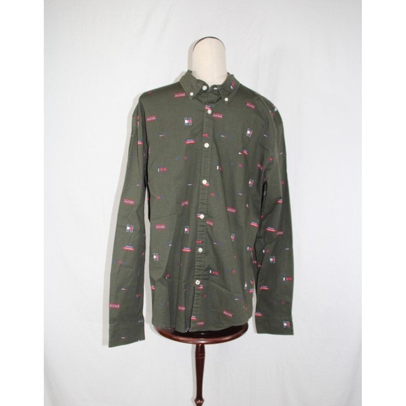 Tommy Hilfiger Logo Men's XL Slim Fit Long Sleeve Button Down Shirt - Picture 2 of 8